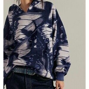 Free People We The Free It's A Vibe Butterfly Print Hoodie Top Oversize L 286431